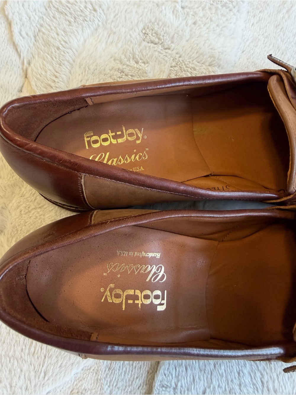 VINTAGE 1982 NEW! Deadstock USA FootJoy Classics Brown Kiltie Fringe Loafers 10 - Picture 7 of 10